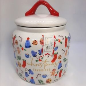 NWT Ciroa Celebrate Christmas Favorites Cookie Jar Stoneware